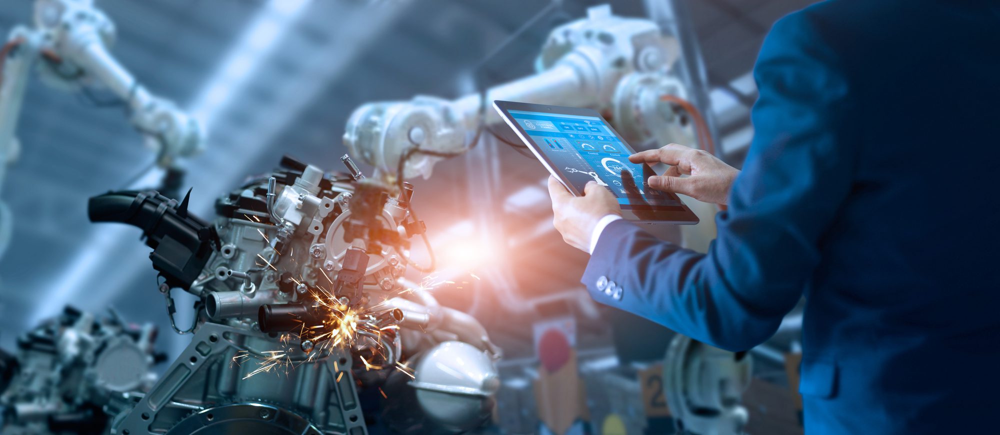 Manager Engineer Check and Control Automation Robot Arms Machine